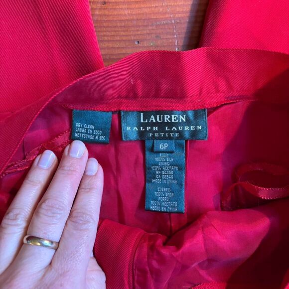 Ralph Lauren Women's Red Tailored Trousers 100% Silk High Waist Slacks 6P Vtg. - Picture 5 of 5